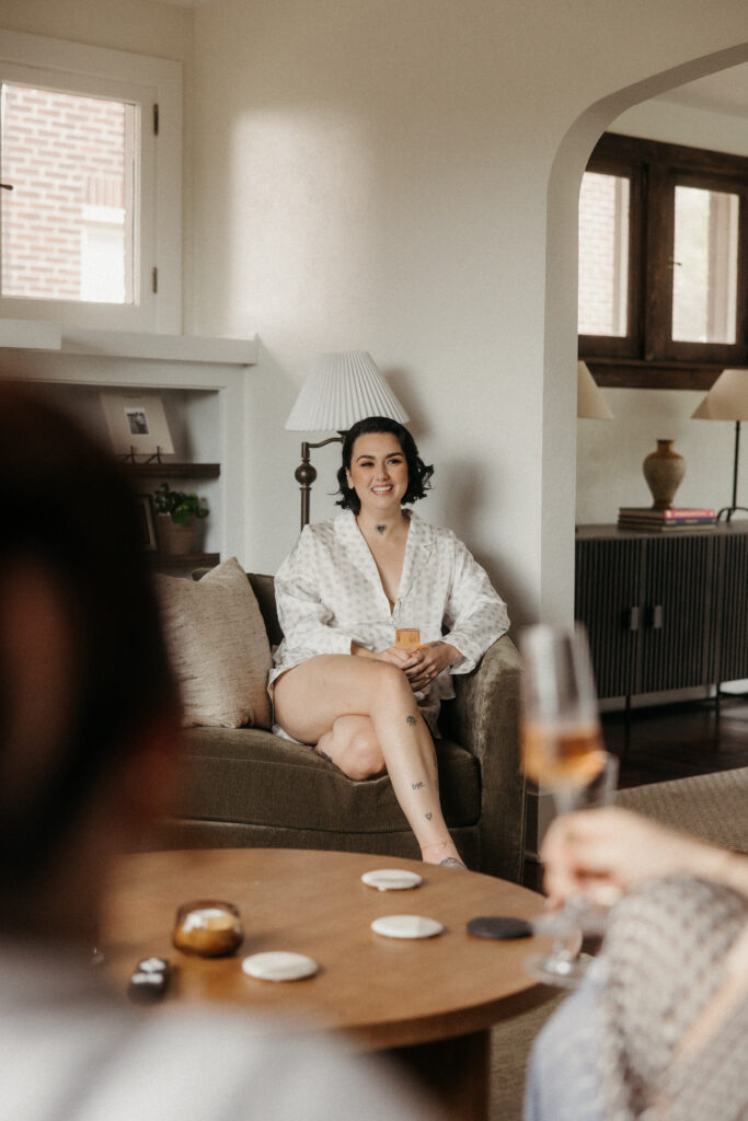 Bridesmaids and bride getting ready at Museum Lab Pittsburgh