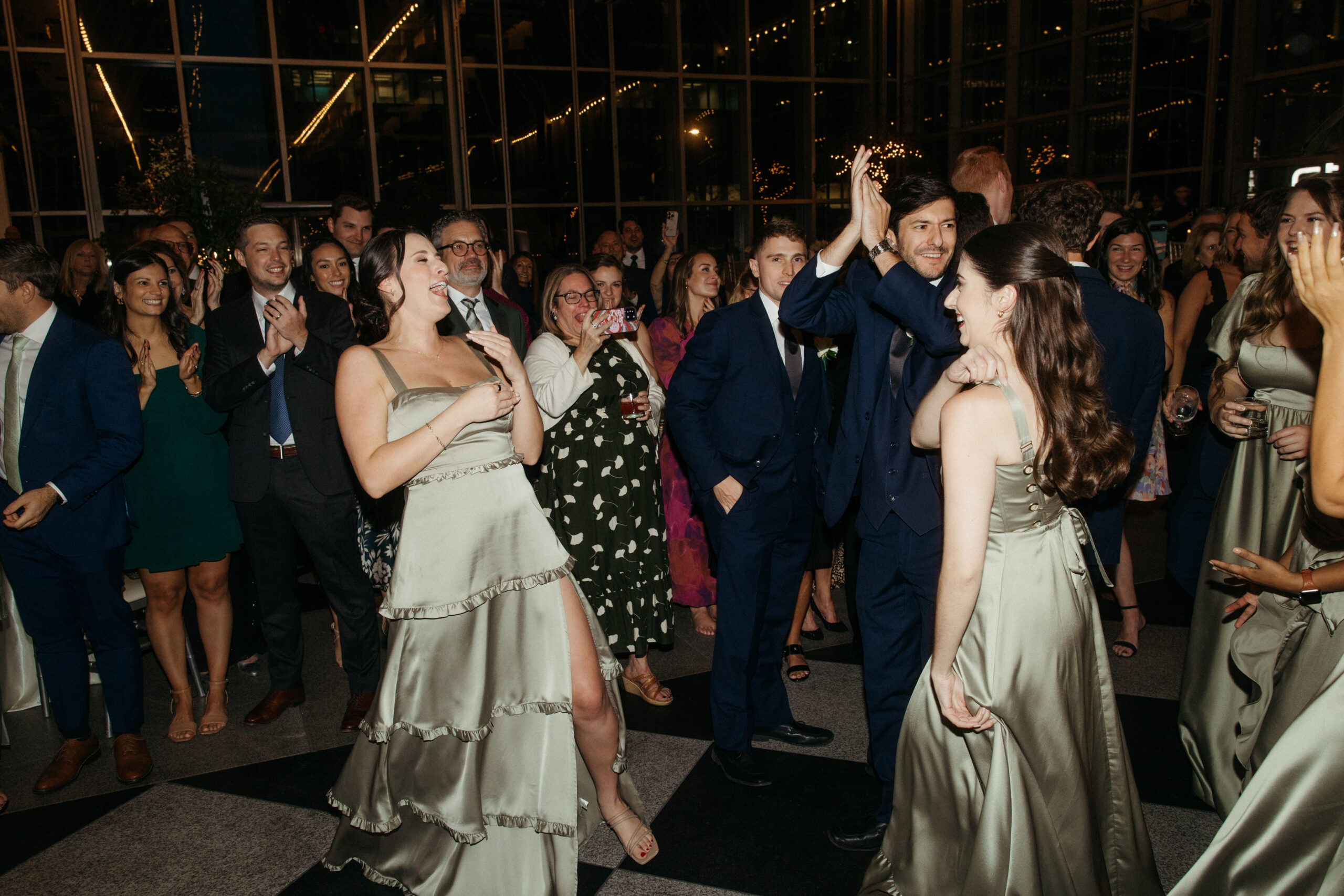 wedding reception inside PPG Wintergarden with natural light
