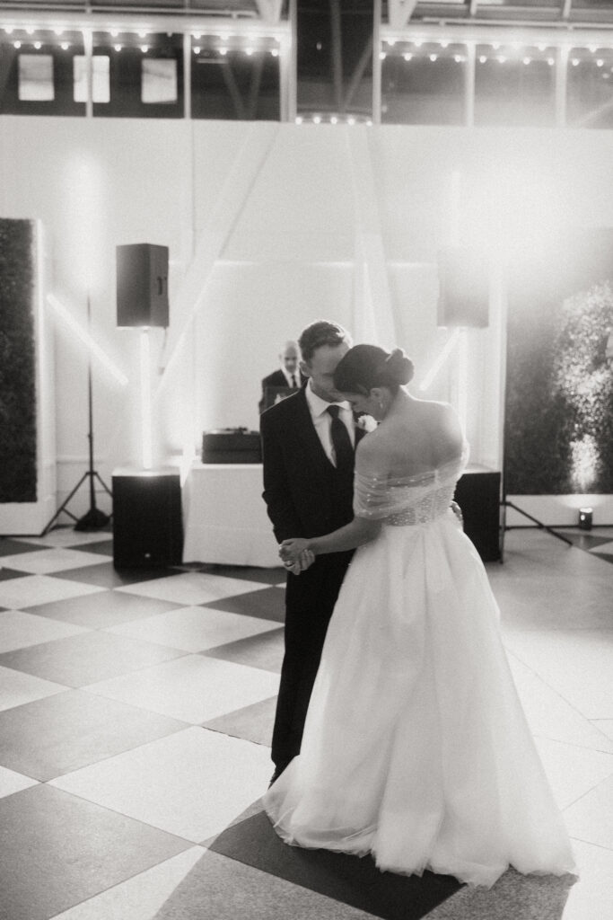 wedding reception inside PPG Wintergarden with natural light