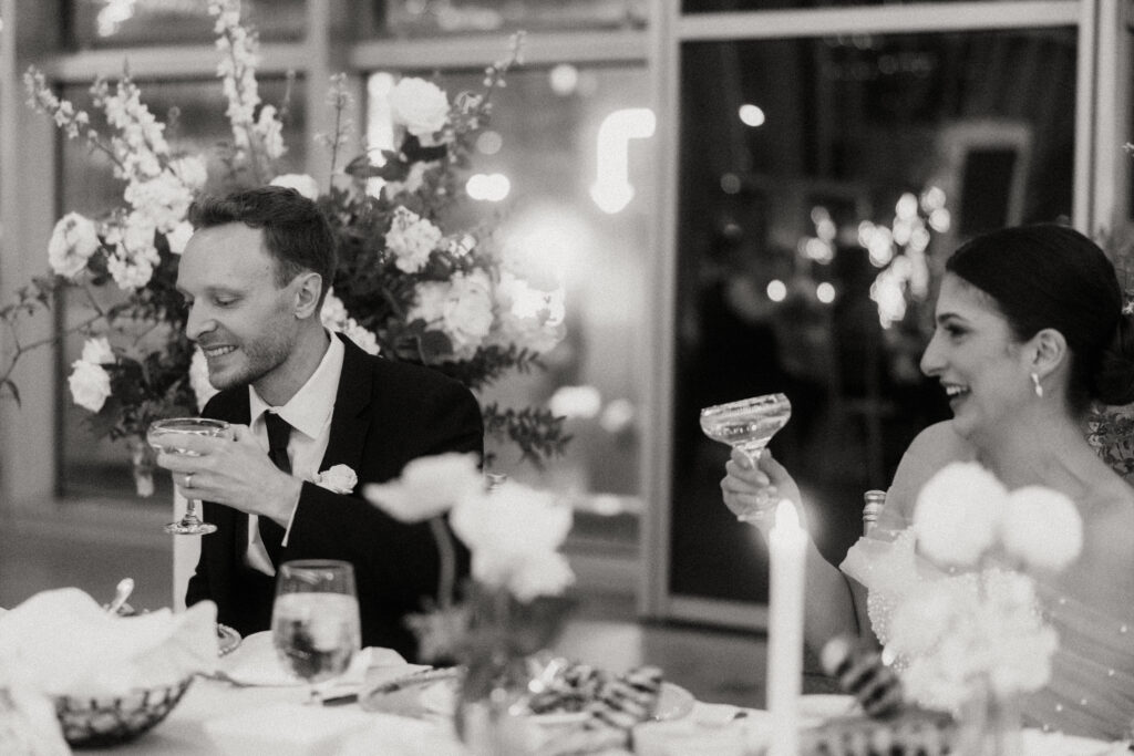 wedding reception inside PPG Wintergarden with natural light