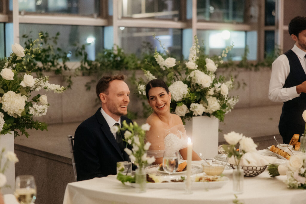 wedding reception inside PPG Wintergarden with natural light