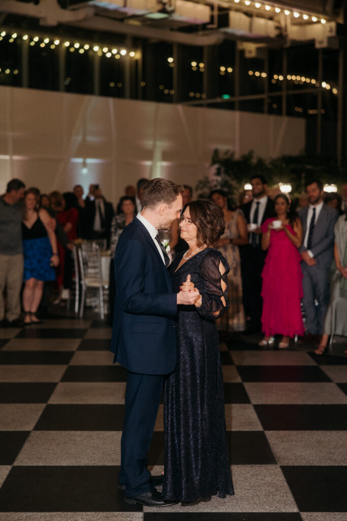 wedding reception inside PPG Wintergarden with natural light
