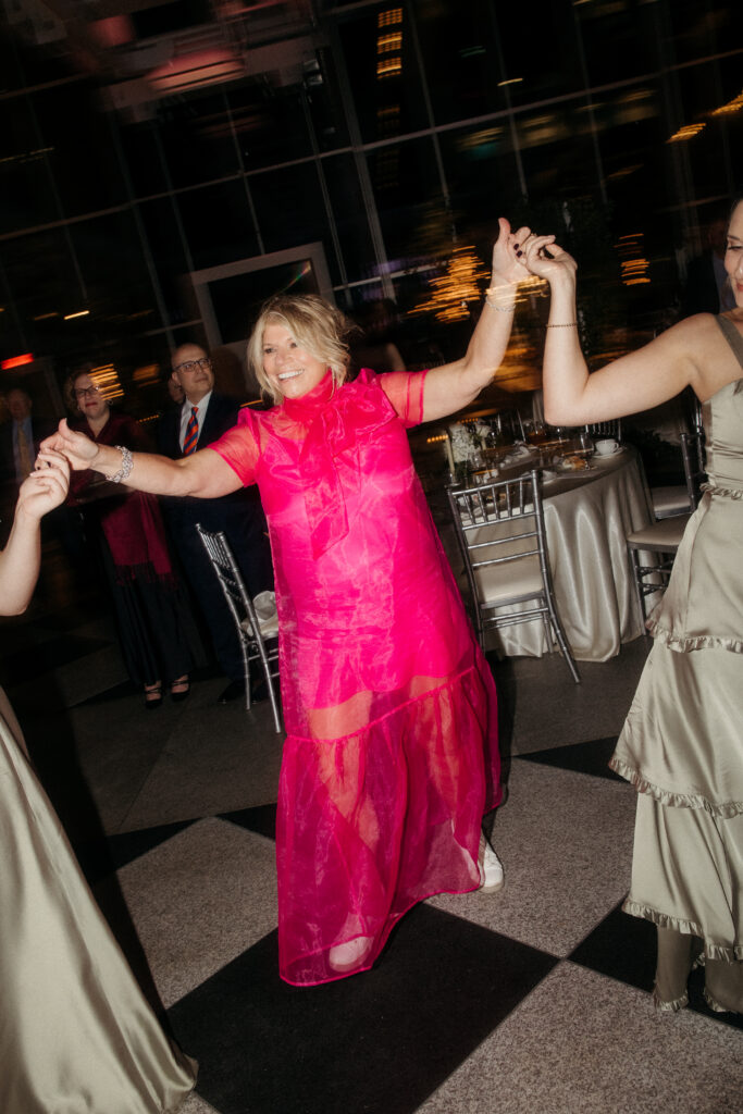 wedding reception inside PPG Wintergarden with natural light