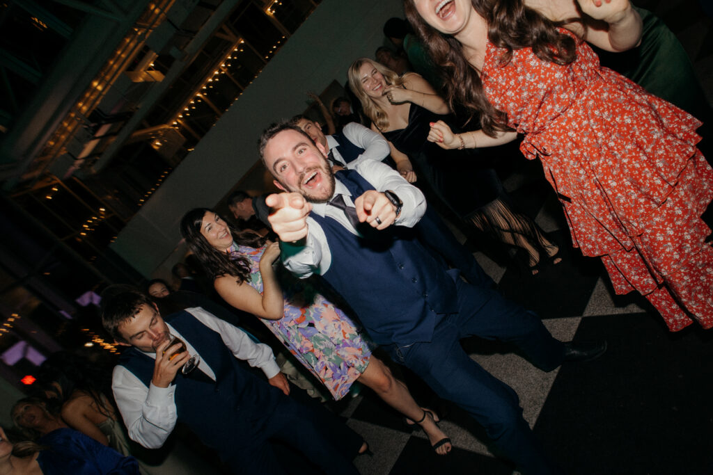 wedding reception inside PPG Wintergarden with natural light