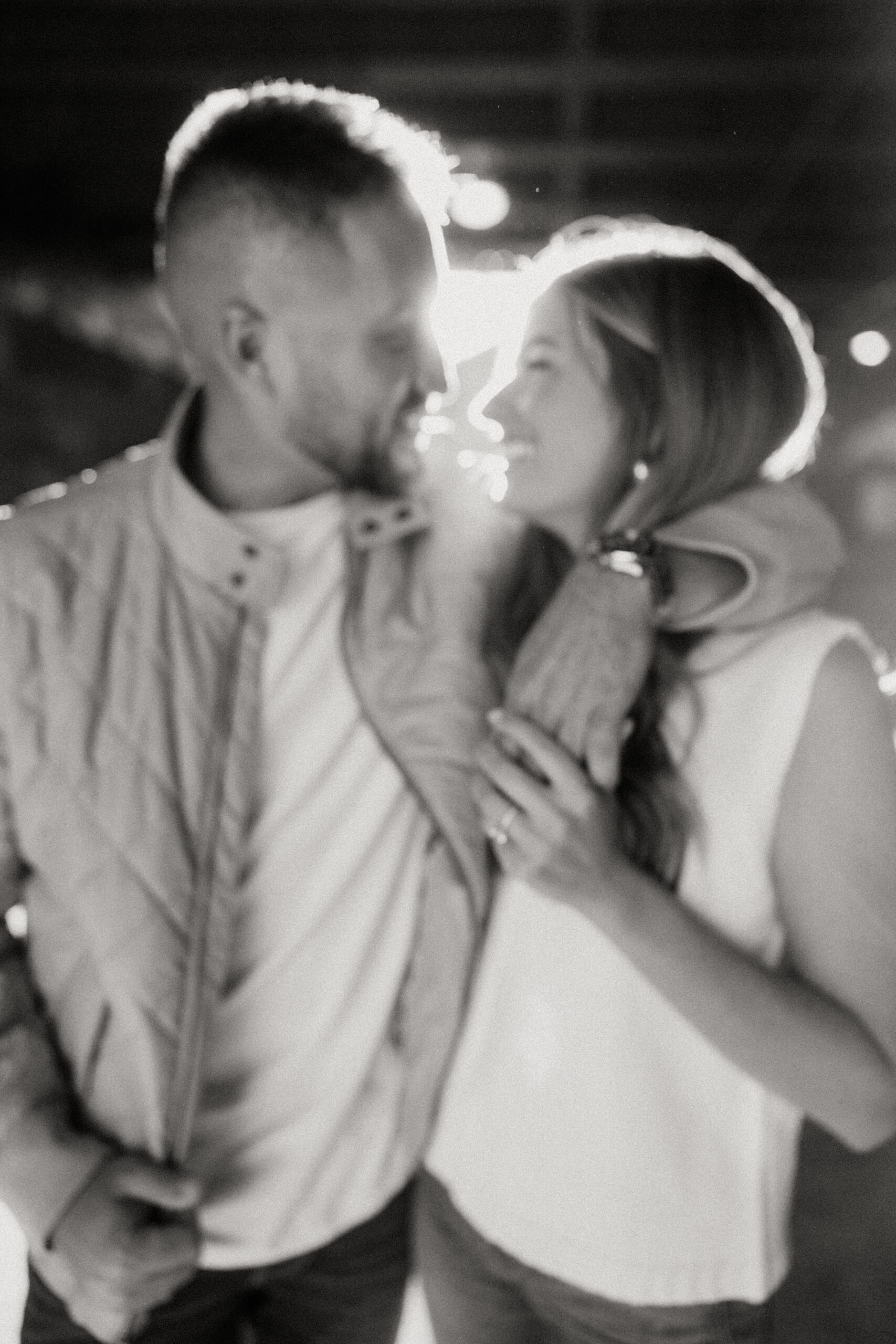 Romantic portraits with Pittsburgh skyline during North Shore engagement photos