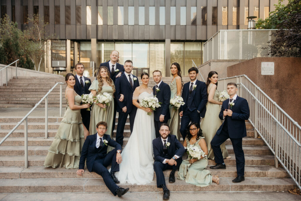 Large wedding party photography Pittsburgh