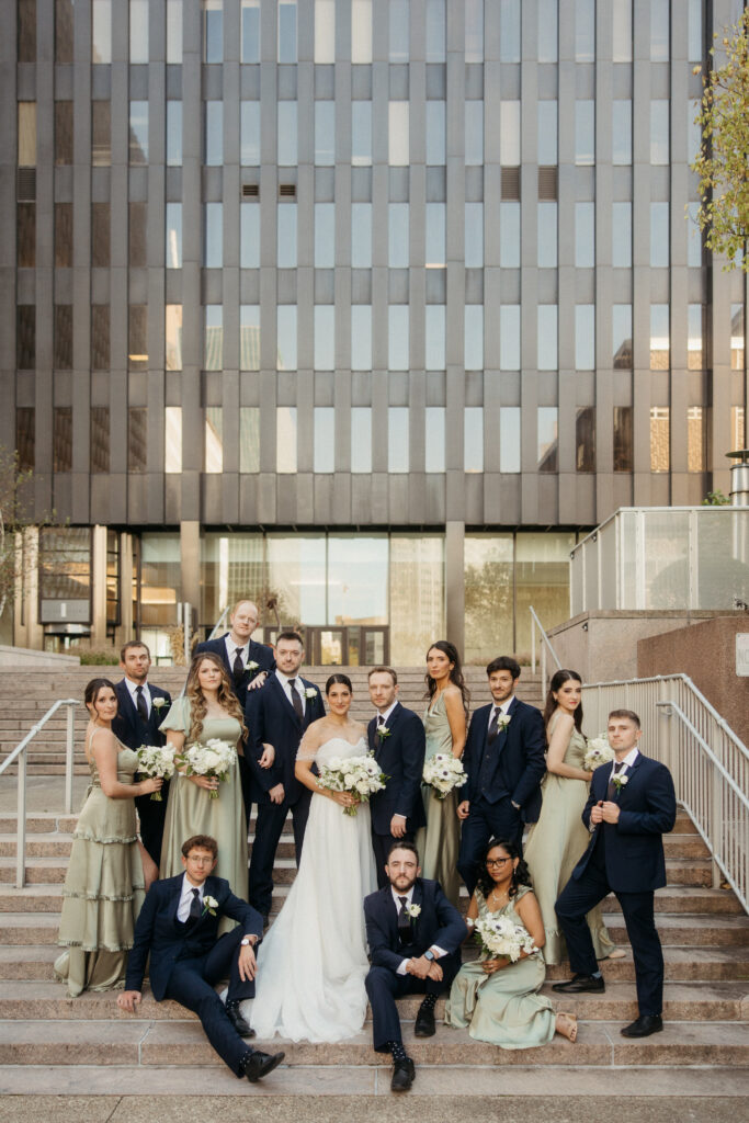 Large wedding party photography Pittsburgh