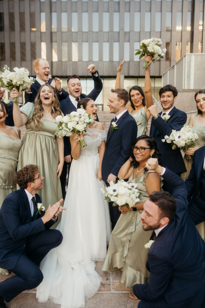 Large wedding party photography Pittsburgh