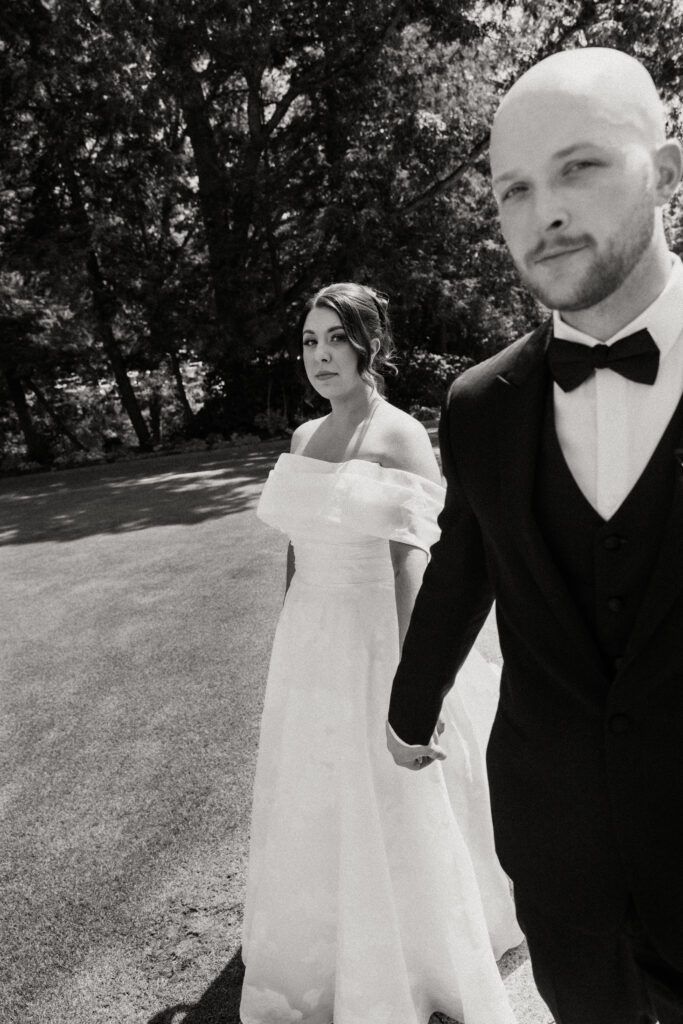 Bride and groom portraits at Fox Chapel Golf Club during Pittsburgh wedding