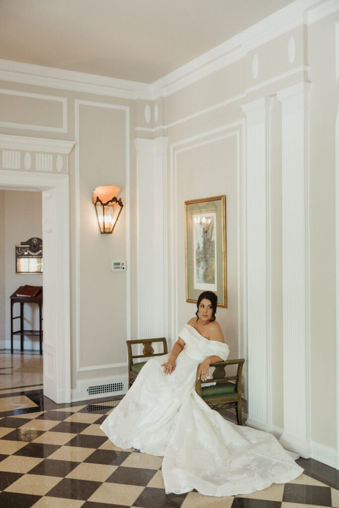 Bride and groom portraits at Fox Chapel Golf Club during Pittsburgh wedding